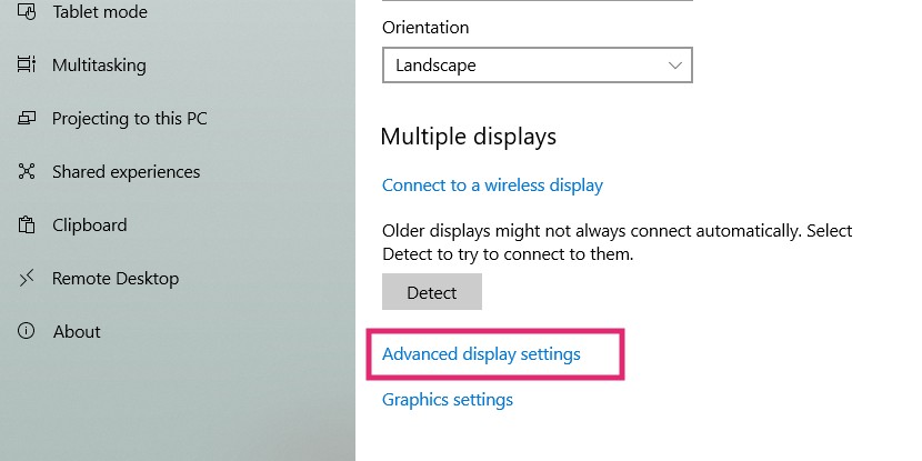 display settings main screen