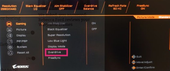 What is Overdrive on a Monitor?